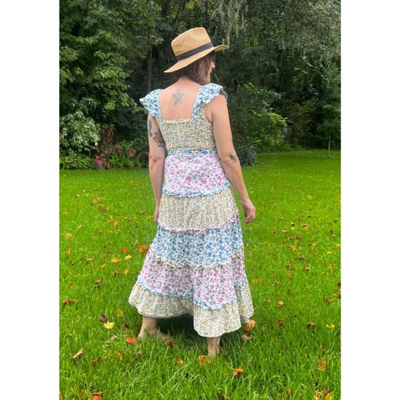 AMARANTE do Brazil Mixed Floral Tiered Maxi Dress Colorful Resort Luxury 6 - Picture 5 of 13